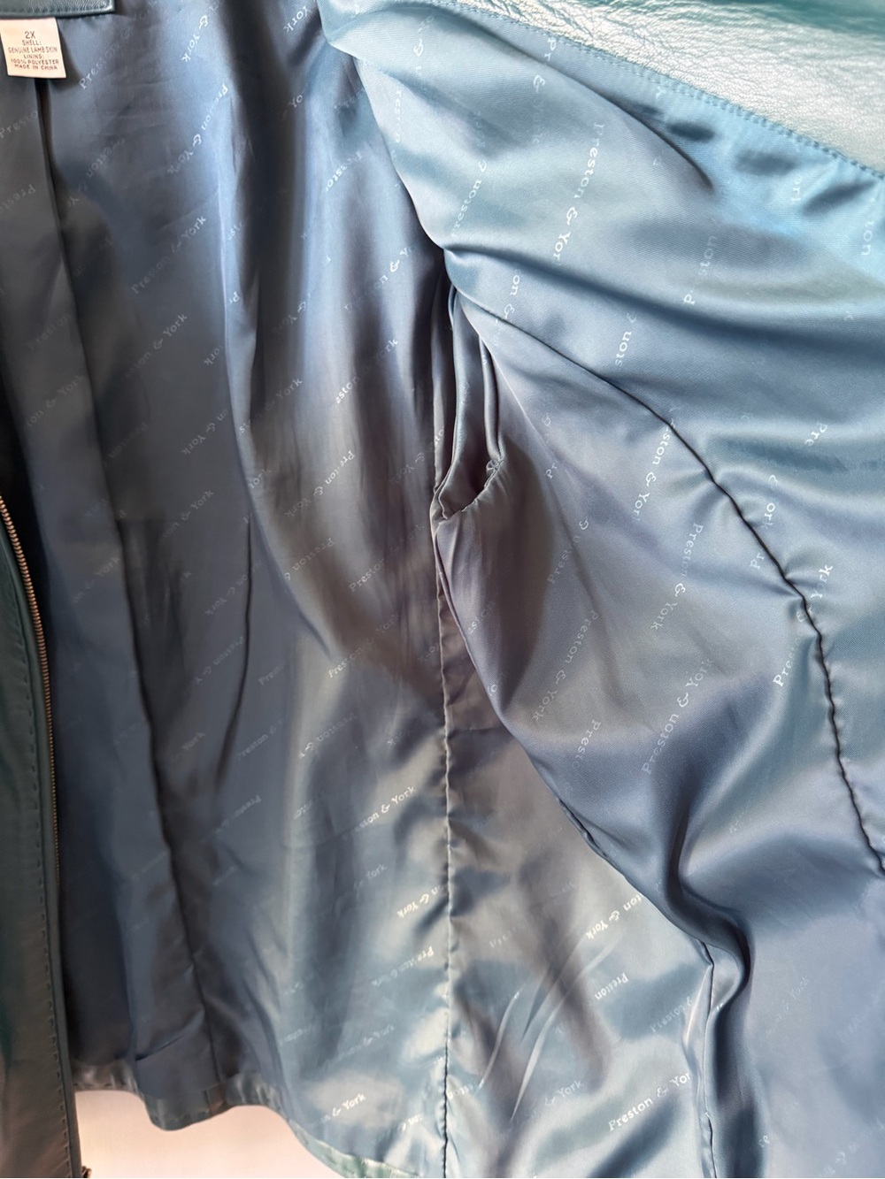 Preston & York Teal Leather jacket size 2X - Picture 12 of 12